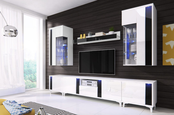 Hoogglans woonwand kastwand decoratie woonkamer kast vitrine sideboard