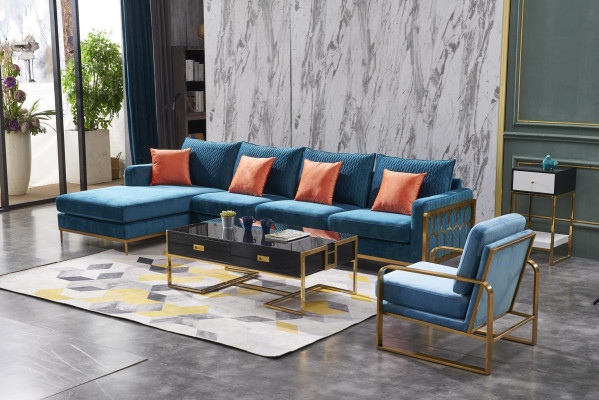 Hoekbank Grijs Stof L-Vorm Bank Bank Ontwerp Bekleding Textiel Modern