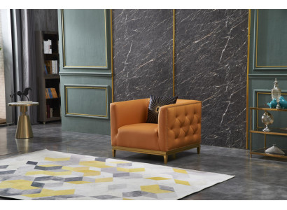 Fauteuil Design Bank Sofa Zitter Leder Lounge Decor Club Bekleding Luxe Oren