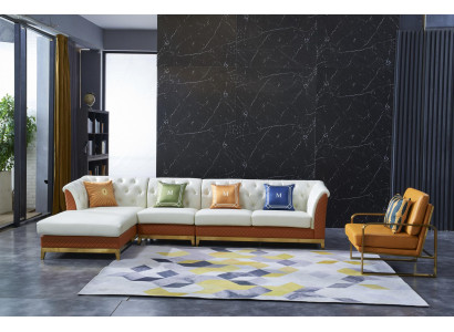 Ontwerp Bank Bank Hoekbank Luxe Voetenbank Stoffering Woonlandschap