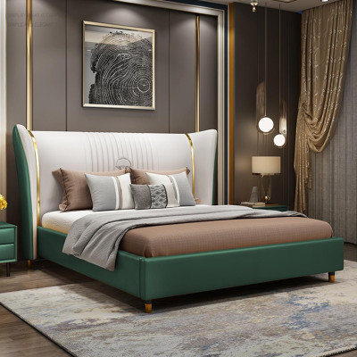 Designer gestoffeerd tweepersoonsbed bedden bed slaapkamer textiel echtelijke bed leder