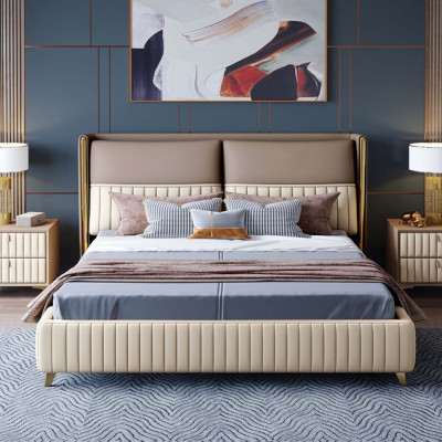 Bed 3 delig. Slaapkamer Set Ontwerp Modern Luxe Slaapkamer Nachtkastje
