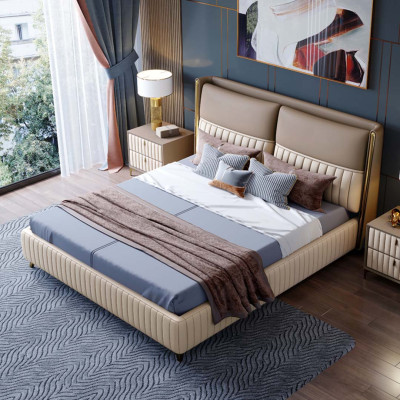 Bed 3 delig. Slaapkamer Set Ontwerp Modern Luxe Slaapkamer Nachtkastje