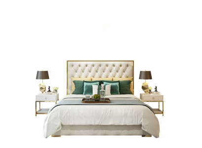 Klassieke Engelse stijl bed tweepersoons textiel Chesterfield bedden 180x200cm