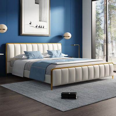Ontwerp tweepersoons leren bed bedden bed leren slaapkamer meubels huwelijk 180x200