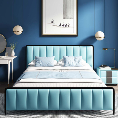 Ontwerp tweepersoons leren bed bedden bed leren slaapkamer meubels huwelijk 180x200