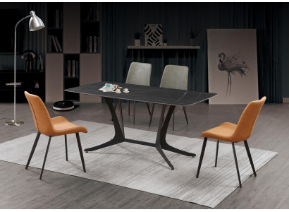 Eetkamer Luxe Tafel Zuilen Tafelgroep 5-delig Set Garnituur Armstoel