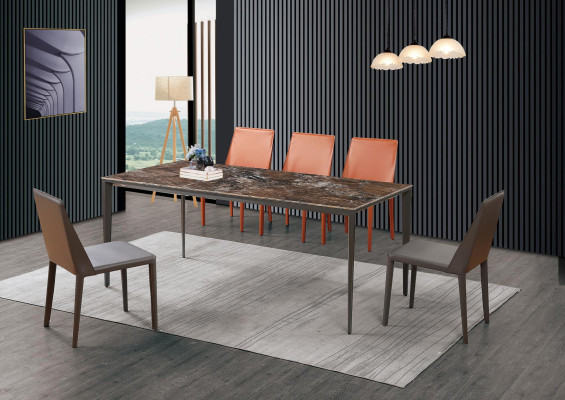 Luxe eettafel - tafel eetkamer meubels metaal marmer look design tafel