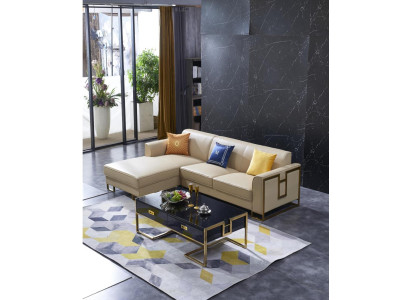 Bank Hoekbank L-vorm Fauteuil Salontafel Voetenbank Hoekbank Bekleding 2-delig Nieuw