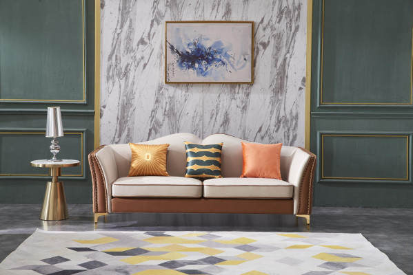 Sofa driezitsbank Klassieke Nieuwe Bekleding 3-zitsleren bank Decoratieve banken