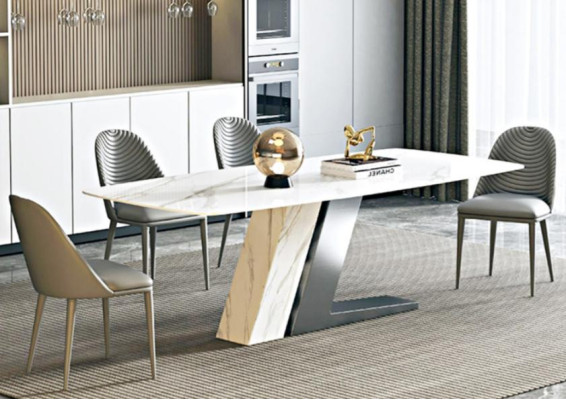 Eettafel van marmer klopt tafels woonkamer Italië luxe design roestvrij staal nieuw