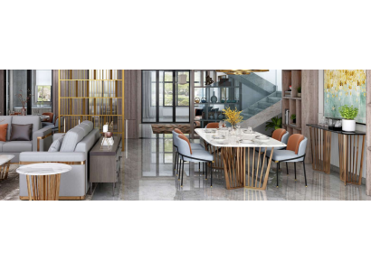 Eetkamer Woonkamer Roestvrijstalen ontwerp tafels 180x90cm Luxe meubels Eettafel Tafel