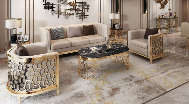 Ontwerp Lounge banken van leer Relax Modern NIEUW Beige Zitmeubilair 3+1+1 zitter.