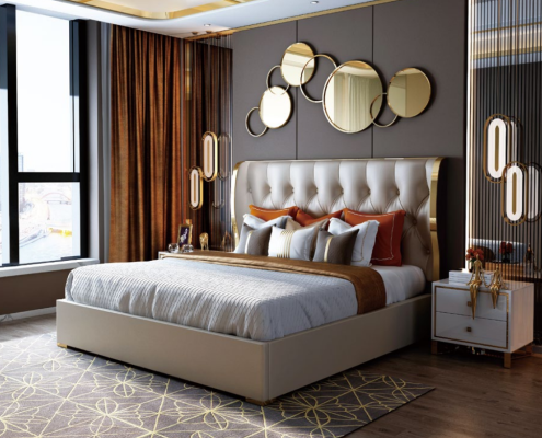 Ontwerper tweepersoonsbed bed hotel luxe slaapkamer 180/200x200cm leer.