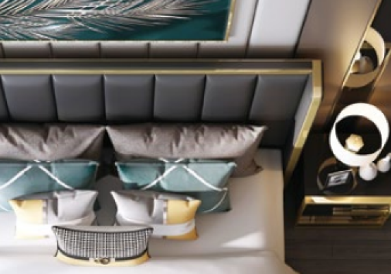 Luxe bed slaapkamer Italiaans lederen gestoffeerde tweepersoonsbedden metaal