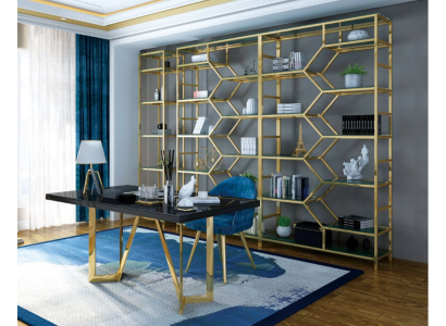Luxe kantoorset groep roestvrij stalen metalen tafel kast 5-delige set kantoor.