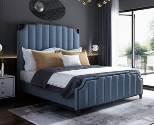 Luxe slaapkamer tweepersoonsbed bed 150/180x200cm leer metaal Nieuw hotel