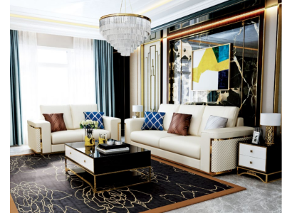 Design bank Italiaanse bank gestoffeerde zitcombinatie 3+2+1 leer Luxe