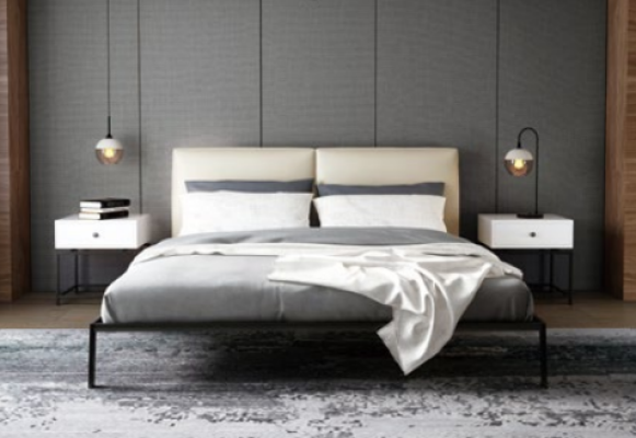 Luxe slaapkamer beddecoratie gevoerde design luxe dubbele hotelbedden