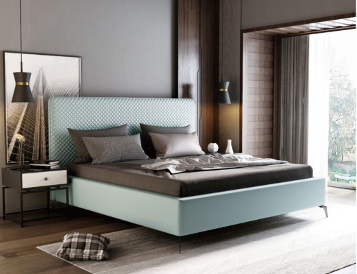 Tweepersoonslederen bed lederen bedden bed lederen bekleding slaapkamer huwelijk.