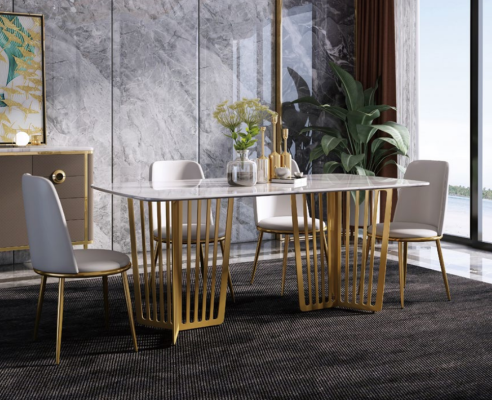 Compleet eetkamer set + 4 stoelen Eetkamer set Eetdecoratie groep Houten tafel