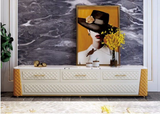 Sideboard TV Lowboard RTV XXL Kast Tafel Woonkamer Hout Marmer