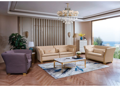 Sofaset Relax 3+2+1 Zits Set Design Banken Beklede Banken Leer