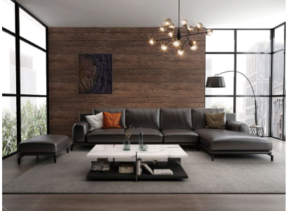 Set bank Designer bank Hoekbank met hocker Stoffering Woonlandschap