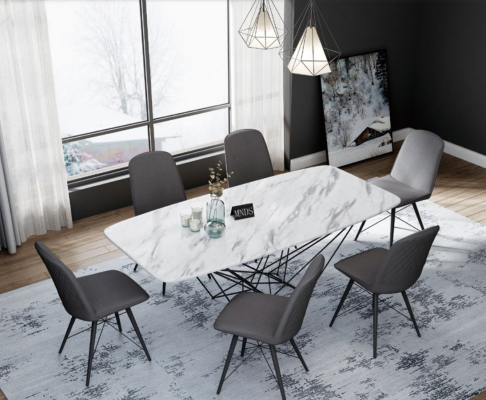 Ontwerp eetkamerset tafel + 6 stoelen Zitkussen set Tafels