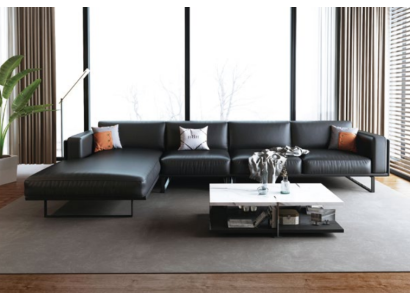 Moderne hoekbank L-vorm gestoffeerde zithoek bank lederen bankstellen