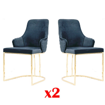 Designer meubels 2x stoel goud woonkamer houten stoelen Italiaanse stijl