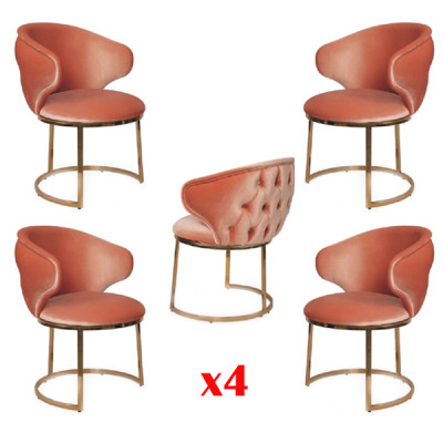 Ontwerp stoel set 4x roestvrij staal Italiaanse stijl gestoffeerde set Nieuw