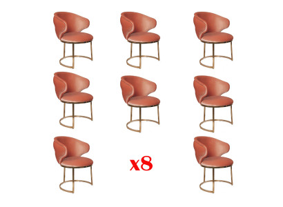 Eetkamer Textiel Set 8x Design Stoel Metalen Armstoel Set Stoelen