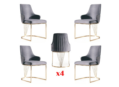 Groep Set 4x Stoelstoel Ontwerp Stof Bekleding Stoelen Horeca Eetkamer