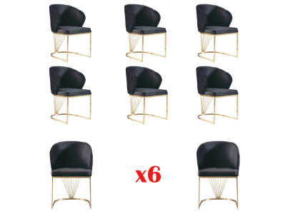 Set 6x Stoel Stoelen Fauteuils Eetkamer Set Hout Modern Groep Meubels