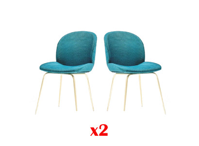 2x Stoel Groep Stoelen Set Textiel Stof Nieuw Gestoffeerde Eetkamer