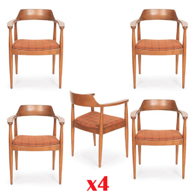 Eetkamerset Stoelset 4x Stoelen Zitkussen Massief Hout