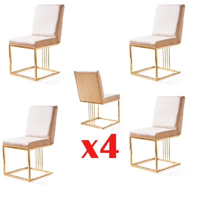 Ontwerp stoel set 4x fauteuils textiel stoelen stof eetkamer nieuw gestoffeerd