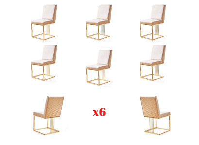 Stel 6x stoel fauteuil ontwerper metaal textiel gestoffeerde stoelen Gastro eetkamer meubels