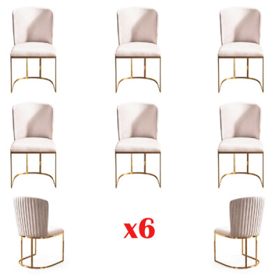 Eetkamerstoel Ontwerper Stoelen Nieuwe Set 6x Stof Massief Houten Stoel