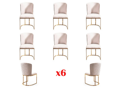 Eetkamerstoel Ontwerper Stoelen Nieuwe Set 6x Stof Massief Houten Stoel