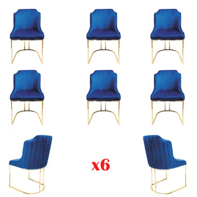 Garnitur Set 6x Eetkamerstoel Zitgroep Stoelen Textiel Bekleding