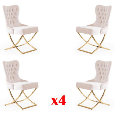 Eetkamerstoel Keuken Eetkamerstoelen Textiel Set 4x Roestvrijstalen stoel