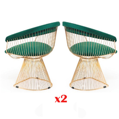 Ontwerp fauteuil bekleding set 2x stoel roestvrij staal 100% stof eetkamer meubels