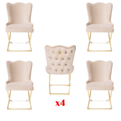 Ontwerp Stoel Luxe Fauteuil Gestoffeerde Stoelen 4x Fauteuils Woon Eetkamer