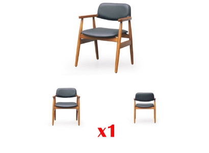 Eetkamerstoelen met stoffen bekleding en houten armleuningen, modern en nieuw, zitkussen set.