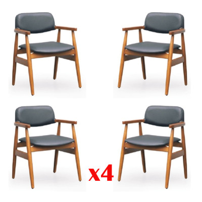 Zet de stoelset met bekleding voor de woonkamer van hout met 4 stoelen eetkamergroep.