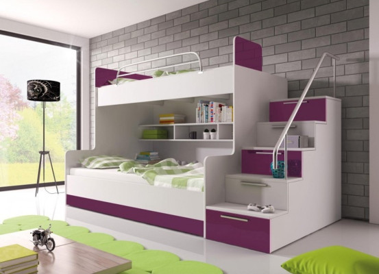 Paars stapelbed stapelbed kinderkamer bedden hoogslaper hoogglans meubels