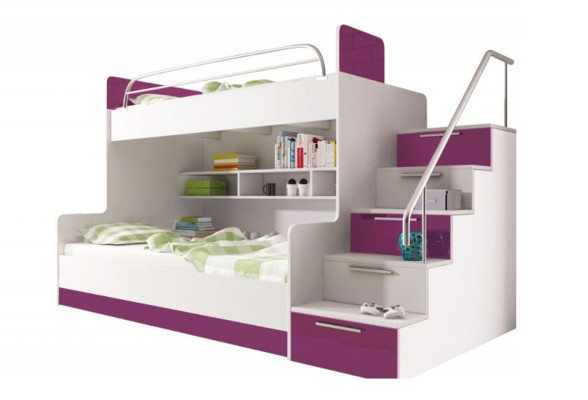 Paars stapelbed stapelbed kinderkamer bedden hoogslaper hoogglans meubels