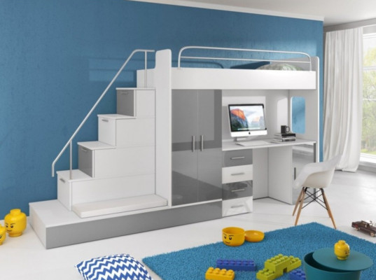 Grijs kinder stapelbed stapelbed dubbel stapelbed bed hoogglans meubilair